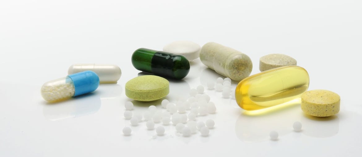 Pills on a white background.