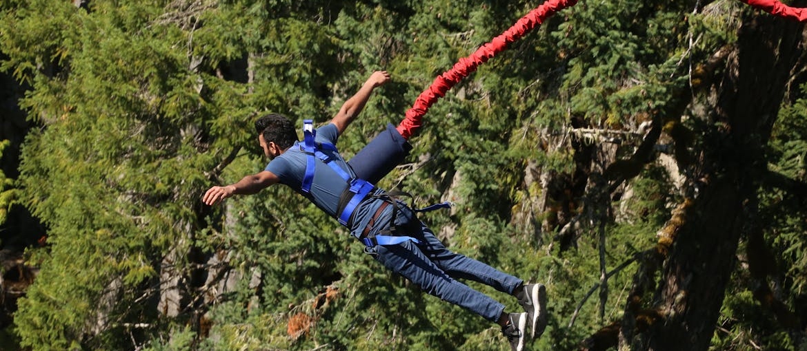 Person bungee jumping.