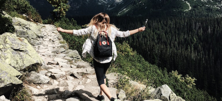 Woman hiking.