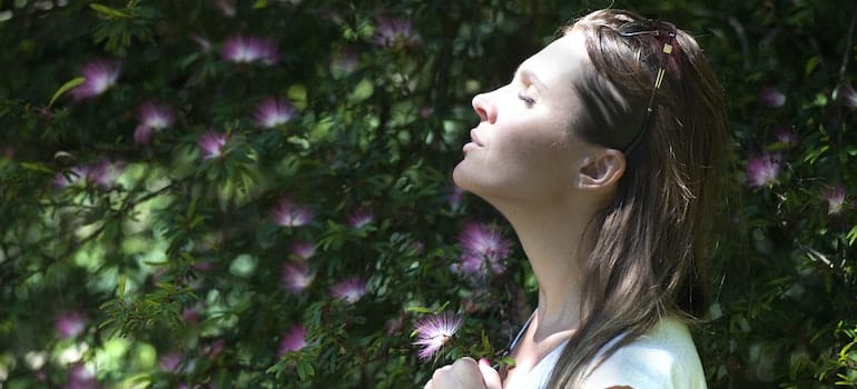 Person breathing deeply.
