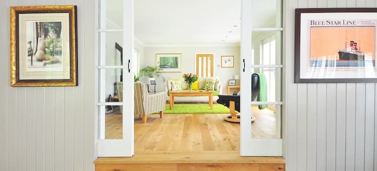 A spaceous and bright common area.