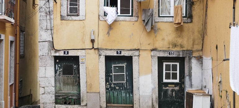 A house in a poor neighborhood.