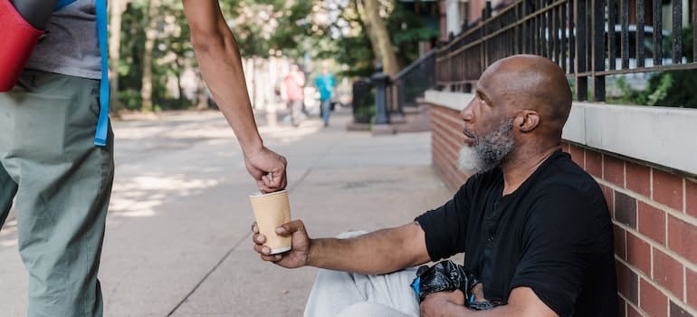 Homeless man on the street.