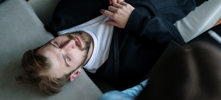 A man in a therapist's office.