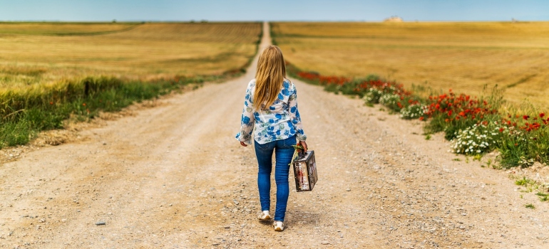 person on a gravel road