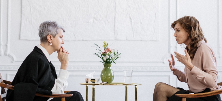 two people talking