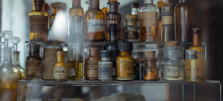 bottles with potions