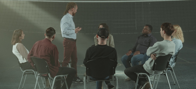 group therapy session as addiction treatment near Parkersburg