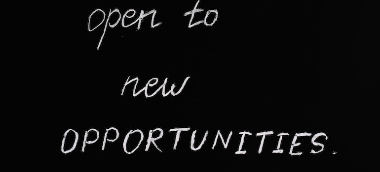 Words open to new opportunities on a black background