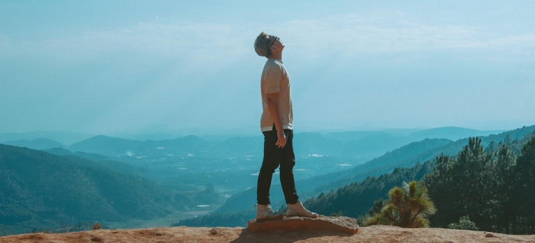 a man looking at the sky