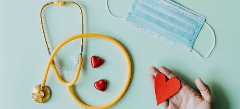 stethoscope and chocolate hearts