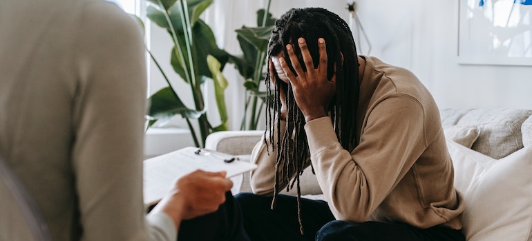 Person with social anxiety disorder having a therapy session.