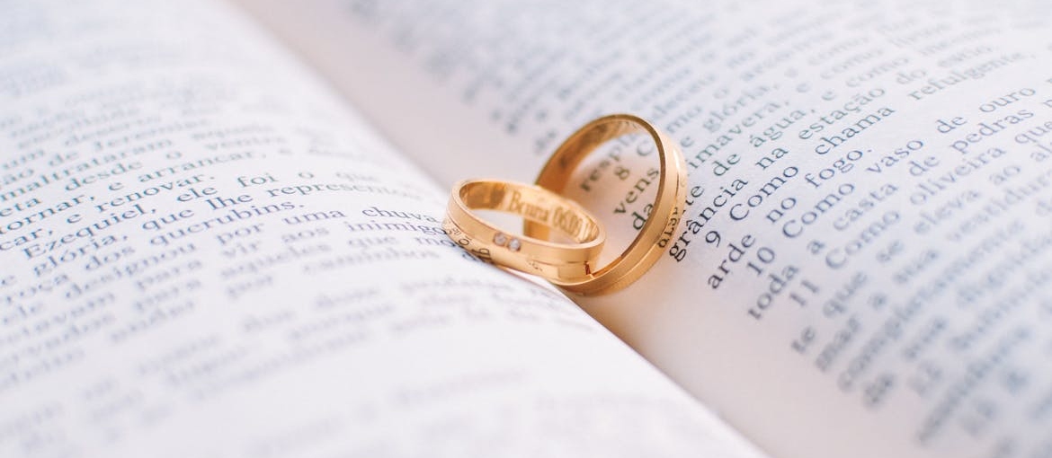 Wedding rings in a book.