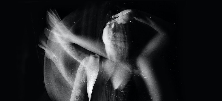 A silhouette of a woman