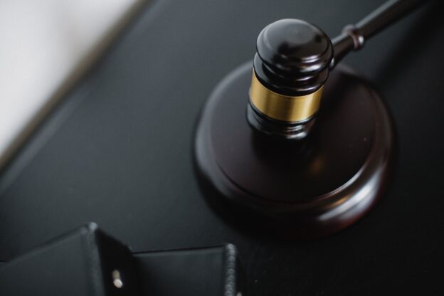 A black gavel