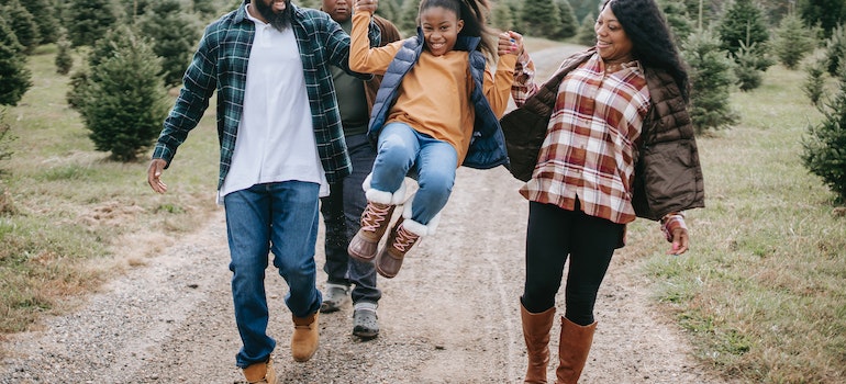 a family on a walk