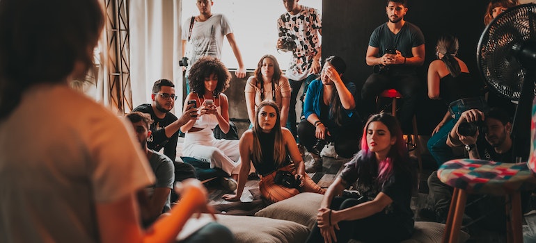 Group of people at a community event advocating for alcohol abuse prevention
