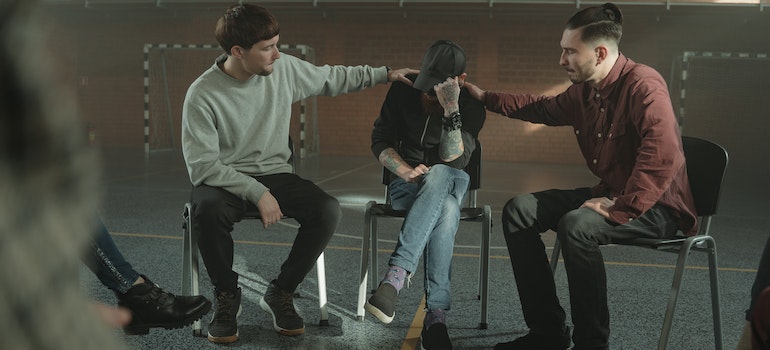 Community members participating in a recovery group in West Virginia