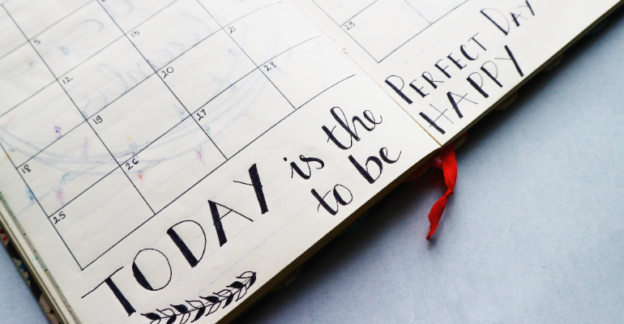 A writing that says: "Today is the perfect day to be happy."
