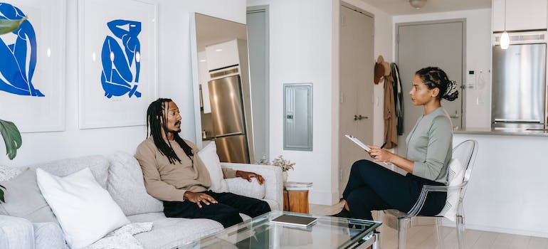 A person talking to a psychiatrist