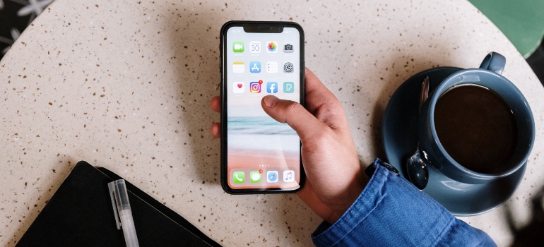 A person using a smartphone