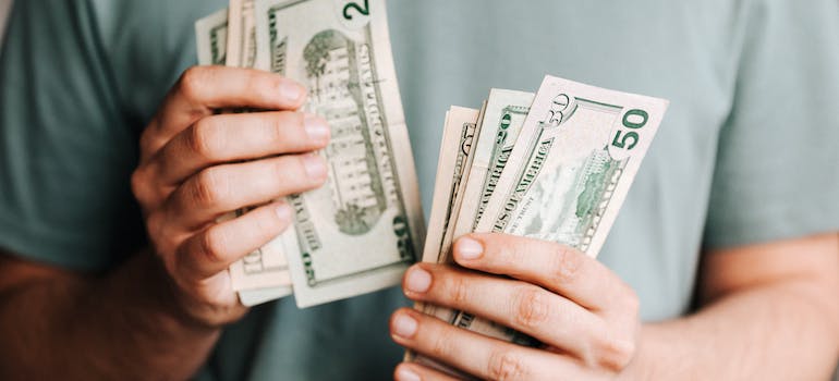 A person counting money