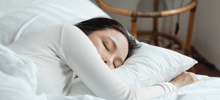 A person sleeping peacefully after using