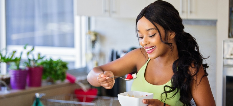 A girl eating