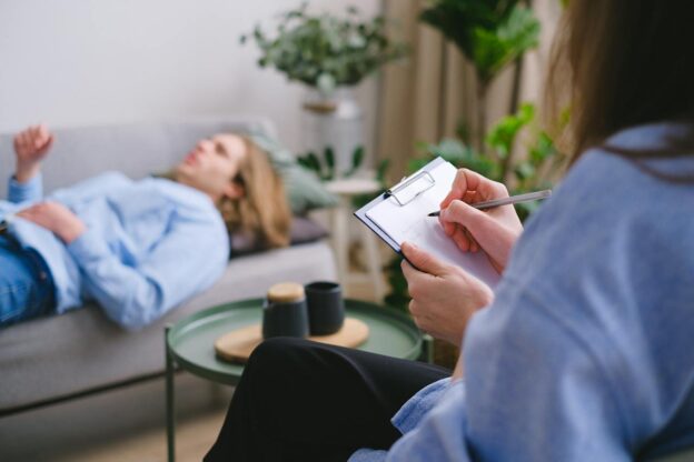 A man talking to a therapist