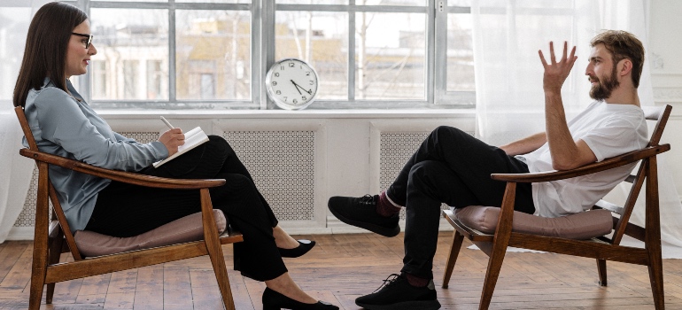 A man talking to a therapist