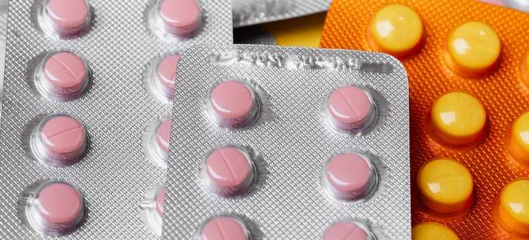 Pills on blister packs.