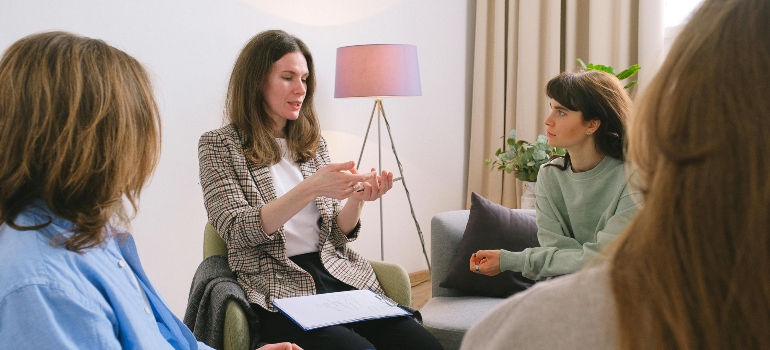 A group therapy session during outpatient cocaine rehab in WV