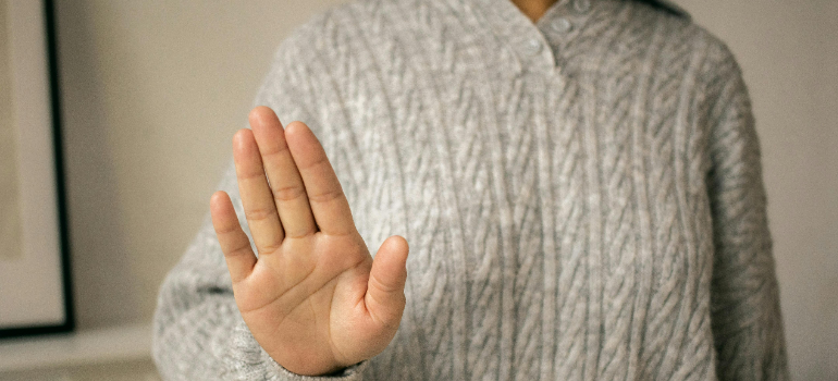 a woman saying no