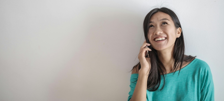 A woman talking on the phone