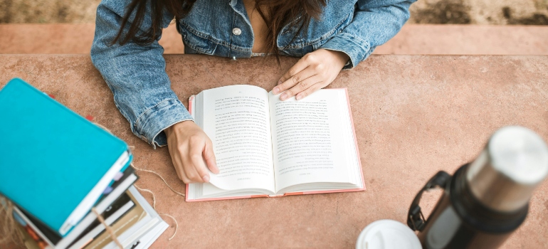 A woman reading a book