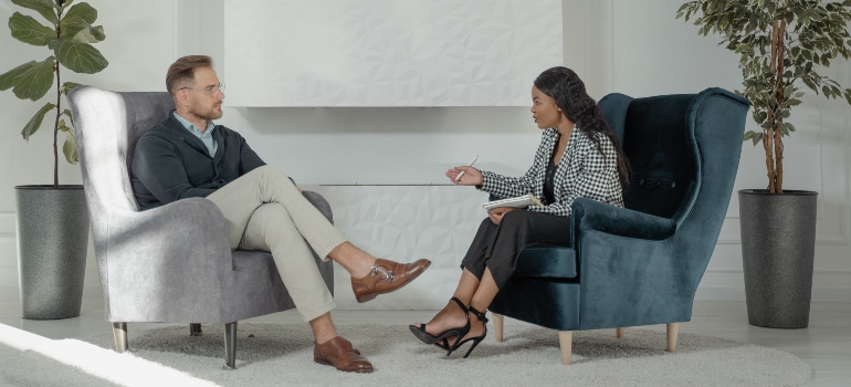A man talking to a therapist