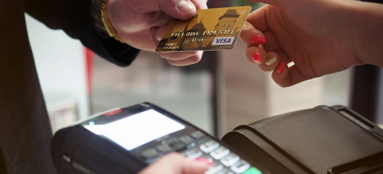Person paying with a credit card