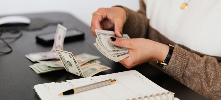 A woman counting cash