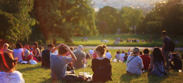Group of people enjoying music festival