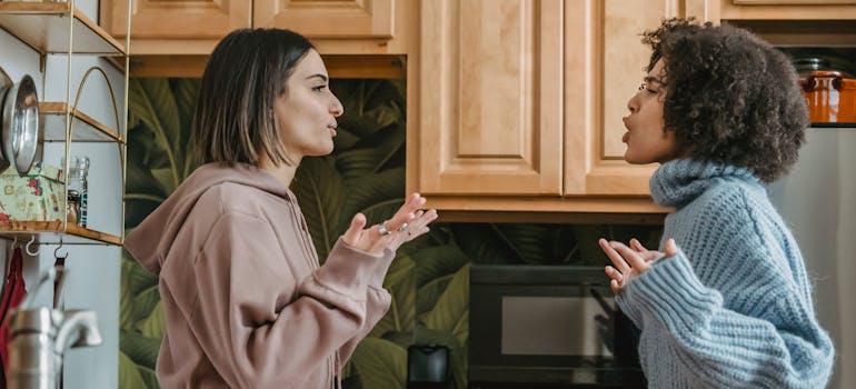 Women having a fight about the dangers of benzodiazepine overuse.