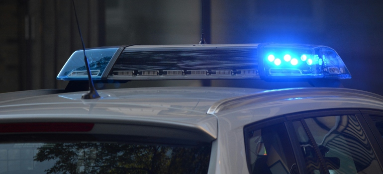 Emergency lights on a police vehicle