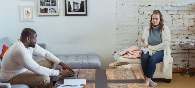 two people having serious conversation