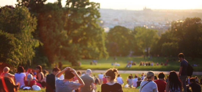 A group of people enjoying outdoors