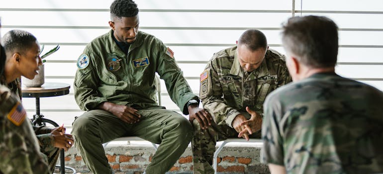 Veterans supporting each other in group therapy.