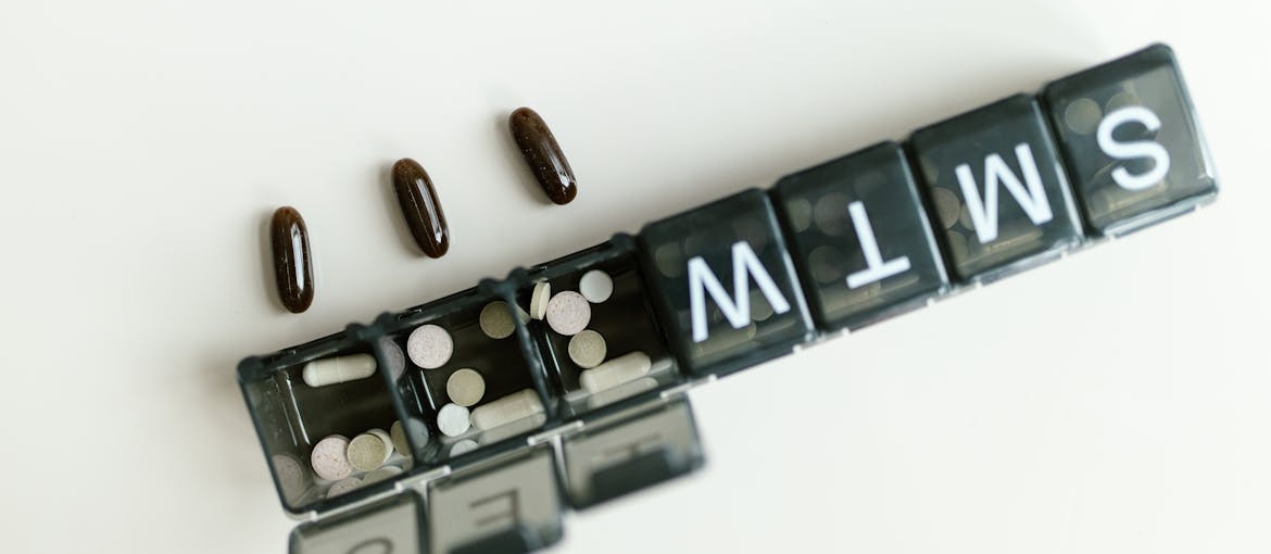 Top view of a pill organizer.