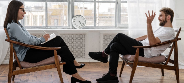 a man talking to a therapist