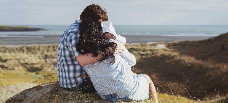 A family hugging overcoming stigma