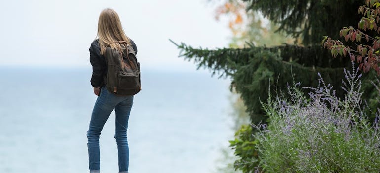 Woman taking a walk in nature.