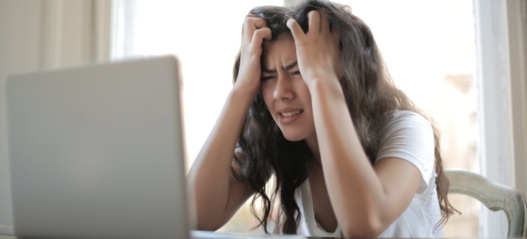 a woman having stress at work