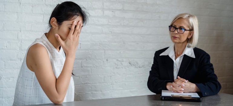 A woman at addiction treatment for women
